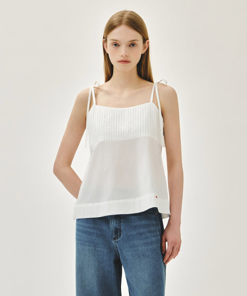 W PINTUCK CAMISOLE BLOUSE - 3 COLORS WHITE