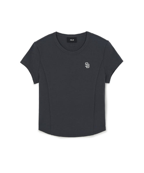 SLIM CROP FIT CAP SLEEVE SHORT SLEEVE T-SHIRT NY #KARINA同款! - 3 COLORS GREY