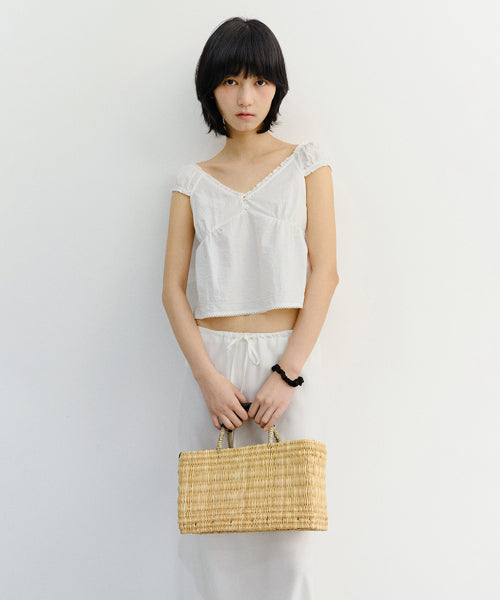 2-WAY SHOULDER BLOUSE_UDBL6B225_BLUE CHECK - 2 COLORS WHITE