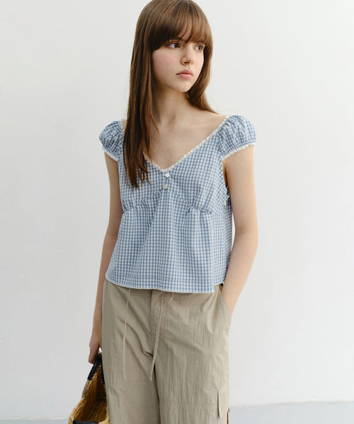 2-WAY SHOULDER BLOUSE_UDBL6B225_BLUE CHECK - 2 COLORS AS SHOWN