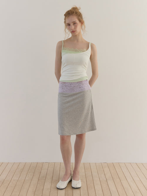 LACE WAIST SKIRT - 3 COLORS MELANGE GREY