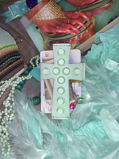 CROSS STUD STRAP WALLET - 2 COLORS MINT