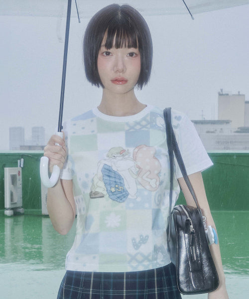 PATCHWORK PRINT TEE - 2 COLORS