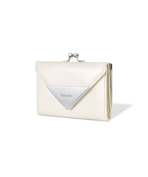 CRINKLE TRIANGLE FRAME WALLET VANILLA - 2 COLORS AS SHOWN