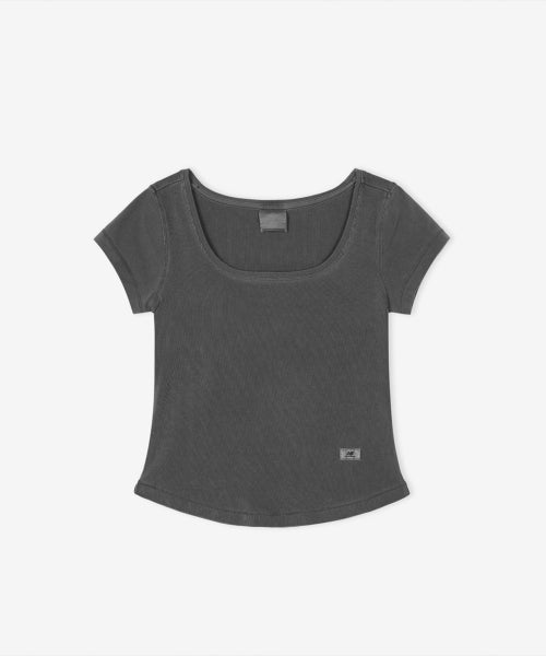 WOMEN FITTED SQUARE NECK CAP SLEEVE TEE - 3 COLORS D/CHARCOAL