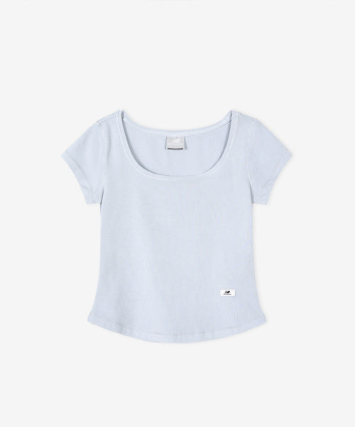 WOMEN FITTED SQUARE NECK CAP SLEEVE TEE - 3 COLORS D/BLUE