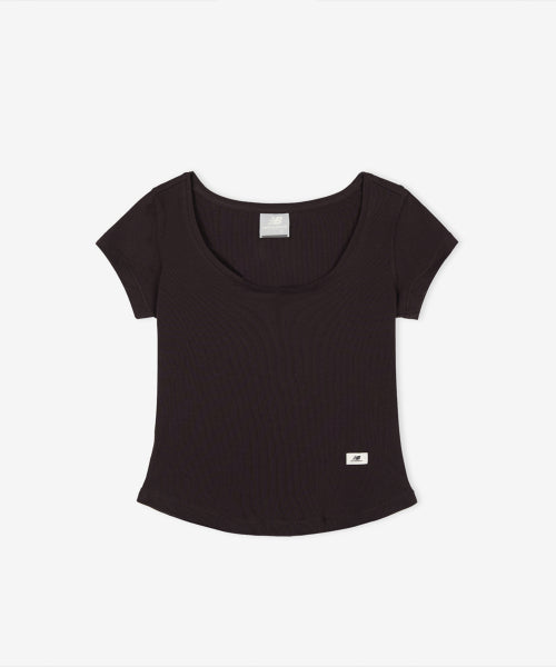 WOMEN FITTED SQUARE NECK CAP SLEEVE TEE - 3 COLORS BROWN