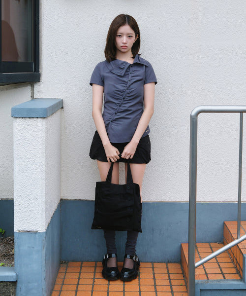 SHIRRING POCKET MINI SKIRT #REI同款! - 2 COLORS BLACK