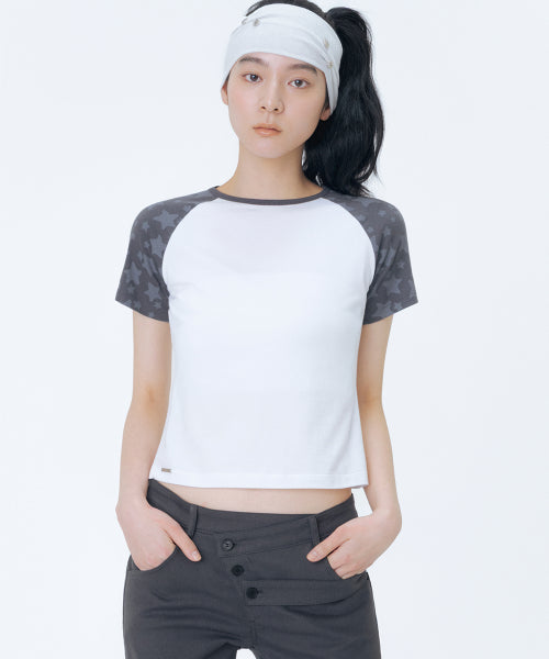 MIDNIGHT STARS RAGLAN SHORT SLEEVE #REI同款! - 2 COLORS WHITE