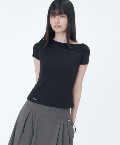 SHEER SHIRRING LAYERED TOP #REI同款! - 2 COLORS BLACK