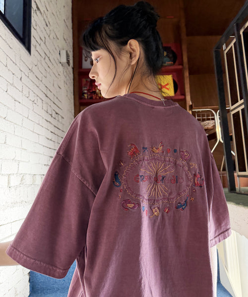 CAT STITCH PIGMENT SHORT SLEEVE TEE - 4 COLORS PINK