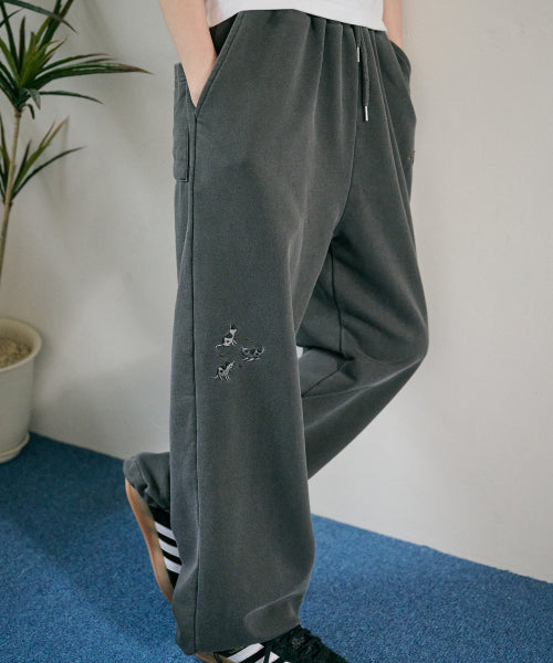 STITCH PIGMENT SWEATPANTS - 2 COLORS BLACK