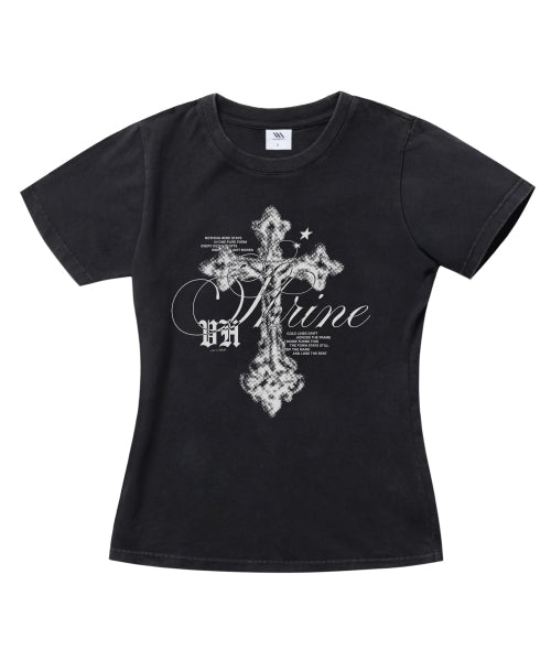 HOLY CROSS WASHED SLIM FIT TEE - 2 COLORS GREY