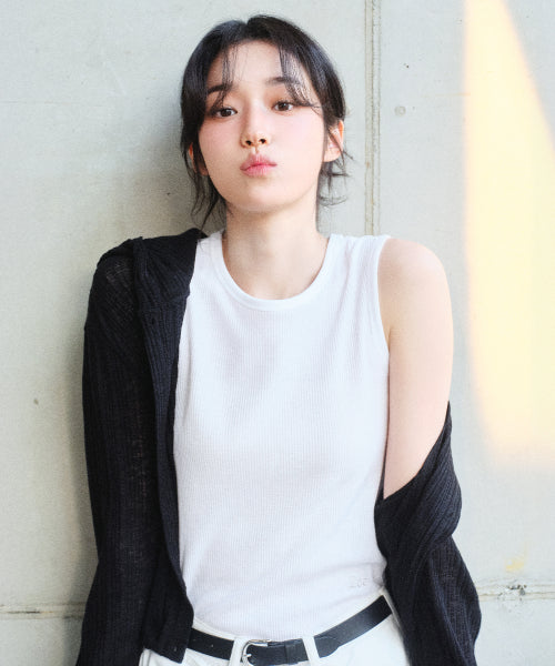 WAFFLE SLEEVELESS - 2 COLORS CREAM