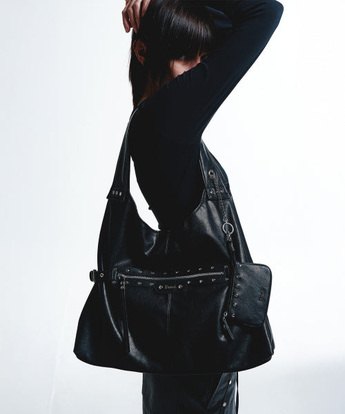 STUD DETAIL POINT POCKET BAG - 2 COLORS BLACK