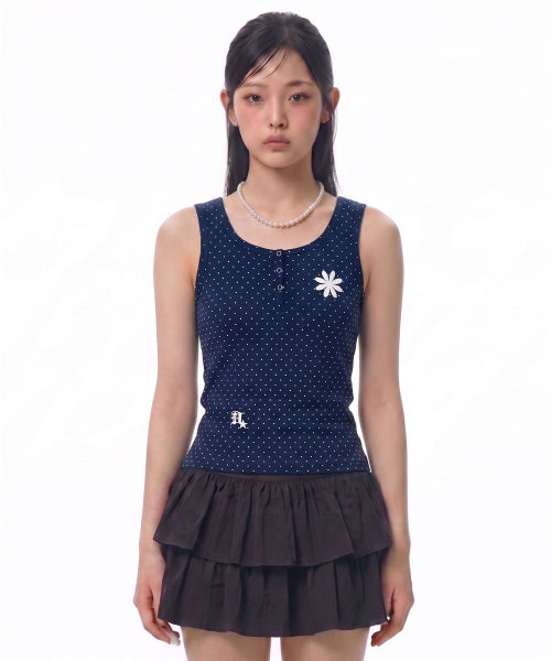 DOT SNAP BUTTON TOP - 3 COLORS NAVY