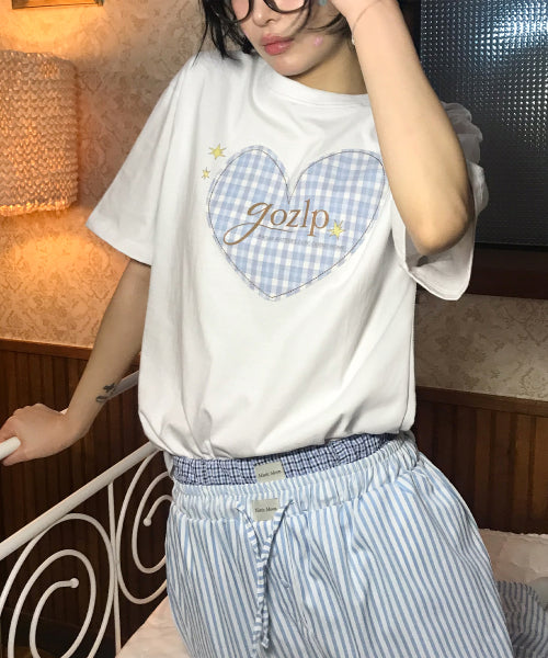 HEART PATCH T-SHIRT - 3 COLORS WHITE