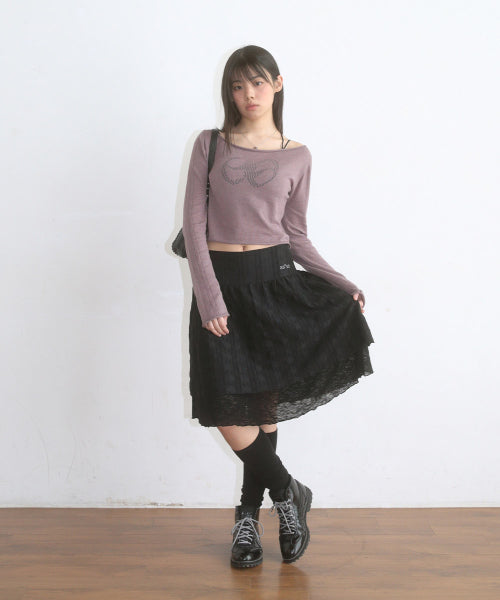 LACY CHECK SKIRT - 2 COLORS
