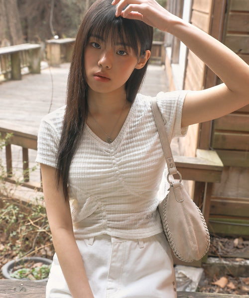 SOFT SHIRRING TEE - 3 COLORS
