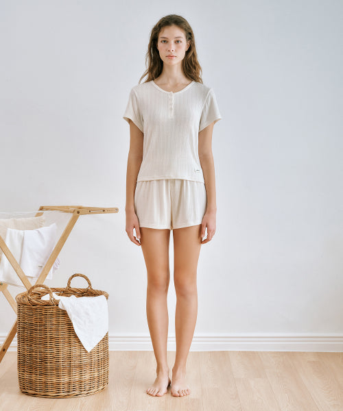 UNDERWEAR W POINTELLE LOUNGE SET HEATHER - 3 COLORS CREAM