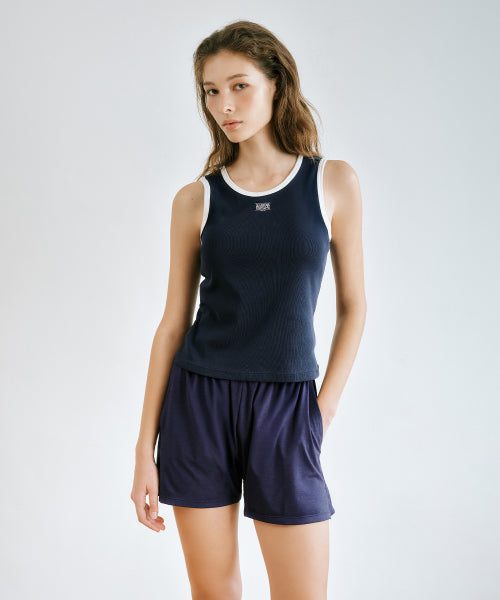 UNDERWEAR W CLASSIC LOGO RINGER TANK BRA TOP HEATHER - 3 COLORS NAVY