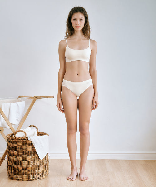 UNDERWEAR W CLASSIC LOGO COOL FUSING BIKINI PANTIES - 3 COLORS IVORY