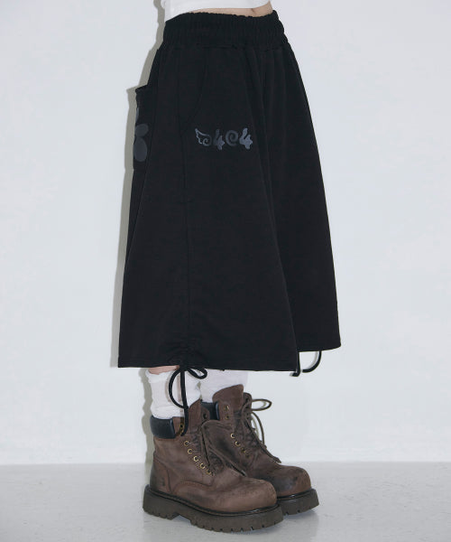 SIDE SHIRRING BERMUDA SWEAT PANTS - 2 COLORS BLACK