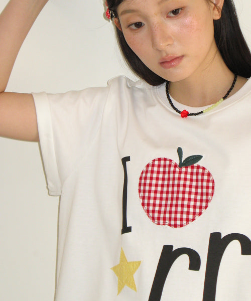 I RR APPLIQUE BASIC FIT T SHIRT - 2 COLORS WHITE
