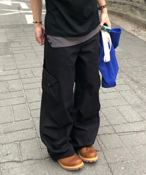 FOLDED POCKET CARGO PANTS - 2 COLORS BLACK