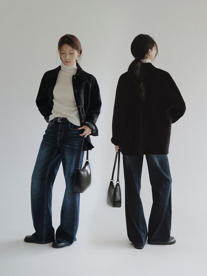 B CLASSIC STRAIGHT DENIM PANTS - 2 COLORS
