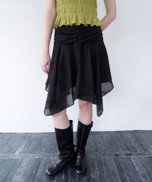LACE UNBALANCE SKIRT - 2 COLORS BLACK