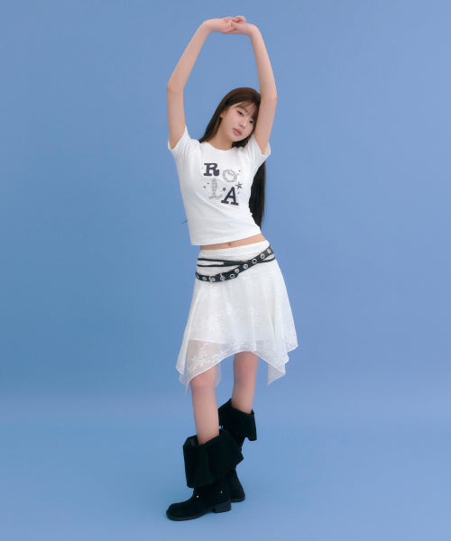 LACE UNBALANCE SKIRT - 2 COLORS WHITE