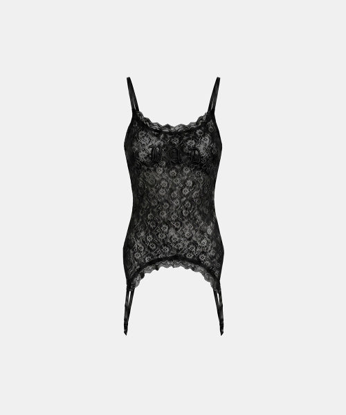 BADBLOOD GARTER LACE CAMI TANK - 2 COLORS BLACK