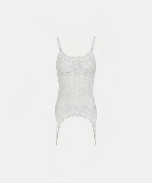 BADBLOOD GARTER LACE CAMI TANK - 2 COLORS WHITE