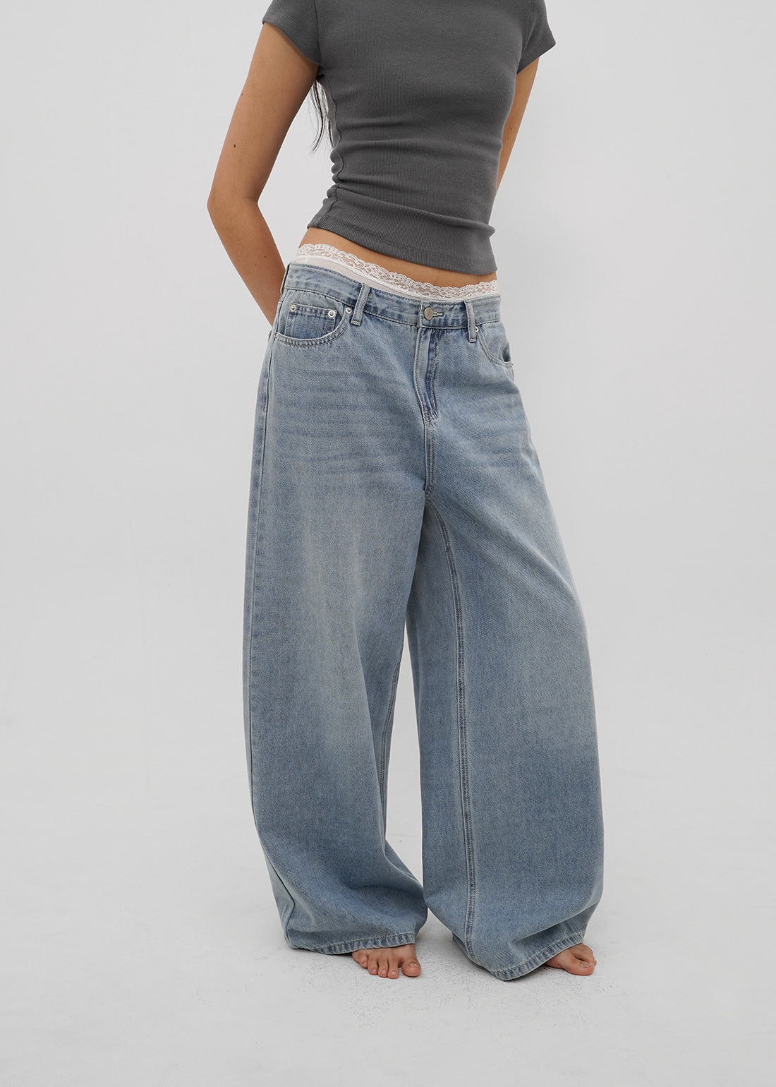 LIGHT WASHING WIDE JEANS 3