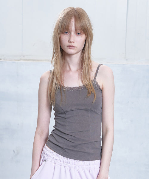 LACE CURVE CAMI TOP - 3 COLORS BROWN