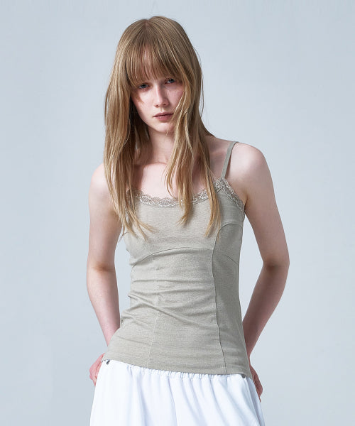 LACE CURVE CAMI TOP - 3 COLORS BEIGE
