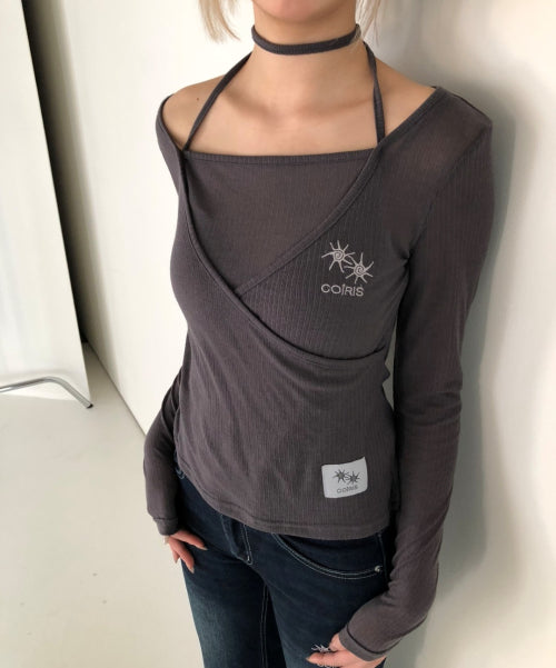 STRAP LONG SLEEVE TEE - 3 COLORS BLACK