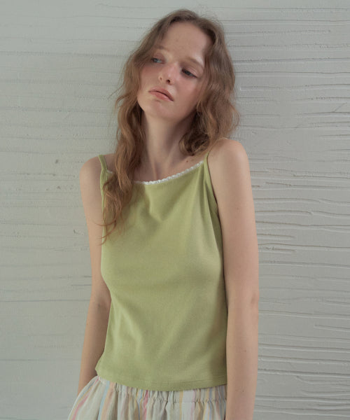 DELI LACE SLEEVELESS TEE - 2 COLORS GREEN