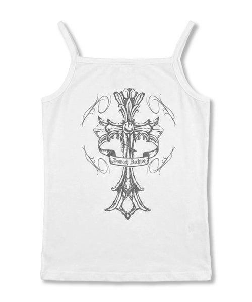 TEE CROSS SQUARE SLEEVELESS - 2 COLORS WHITE