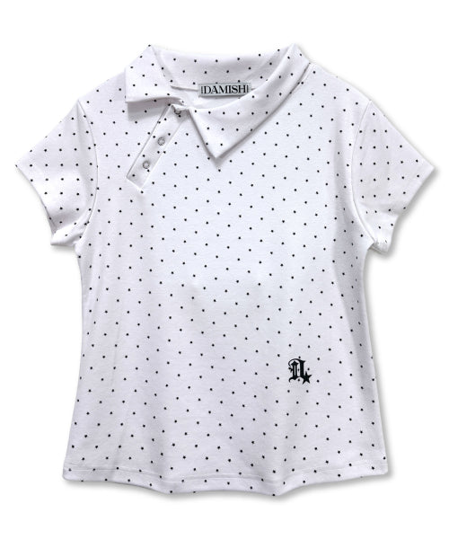STAR DOT ASYMMETRY COLLAR TEE - 3 COLORS WHITE