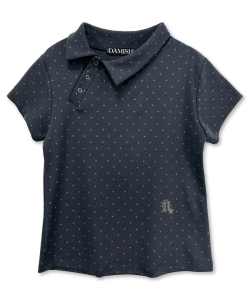 STAR DOT ASYMMETRY COLLAR TEE - 3 COLORS CHARCOAL