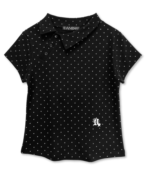 STAR DOT ASYMMETRY COLLAR TEE - 3 COLORS BLACK