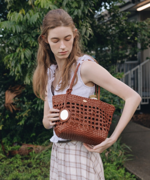 HANDCRAFTED WEAVING BAG - BROWN - 2 COLORS BROWN