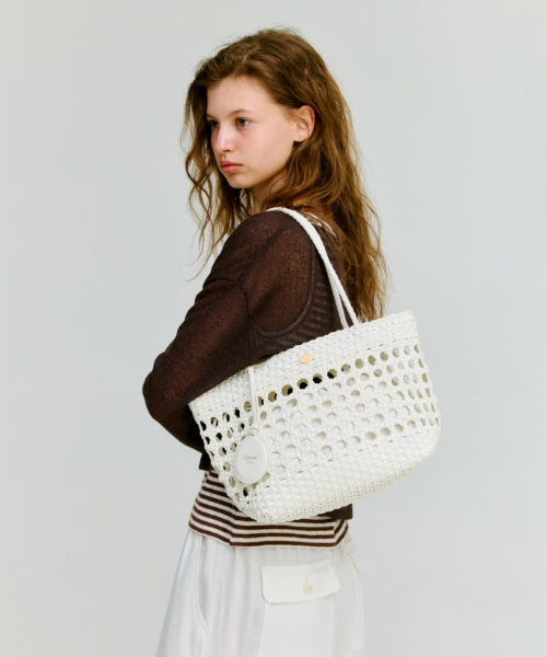 HANDCRAFTED WEAVING BAG - BROWN - 2 COLORS WHITE