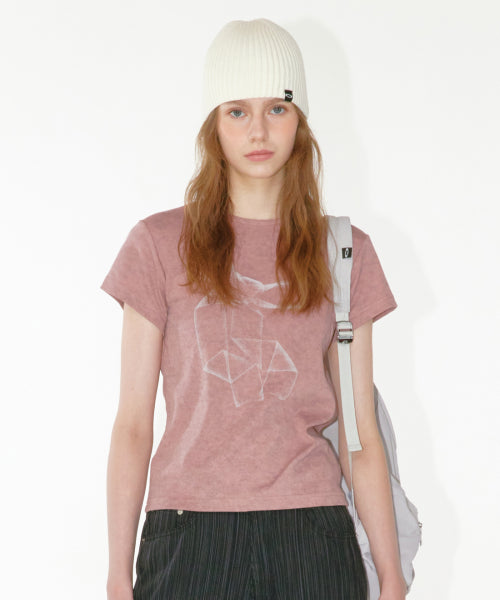 RIBBON PRINT T-SHIRT - 2 COLORS PINK