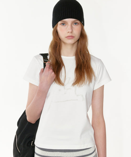 RABBIT PRINT T-SHIRT - 2 COLORS IVORY