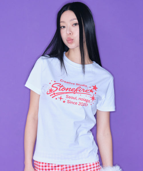 LINE PRINT T-SHIRT - 2 COLORS IVORY