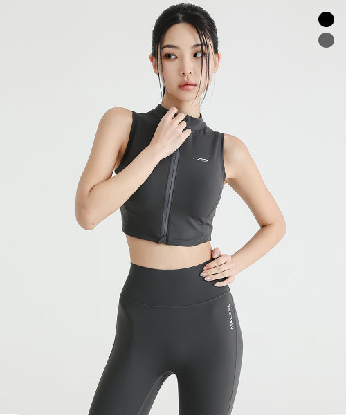 HIGH TENSION ZIP-UP SLEEVELESS BLACK
