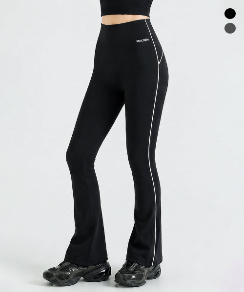 HIGH TENSION PIPING BOOTCUT LEGGINGS BLACK